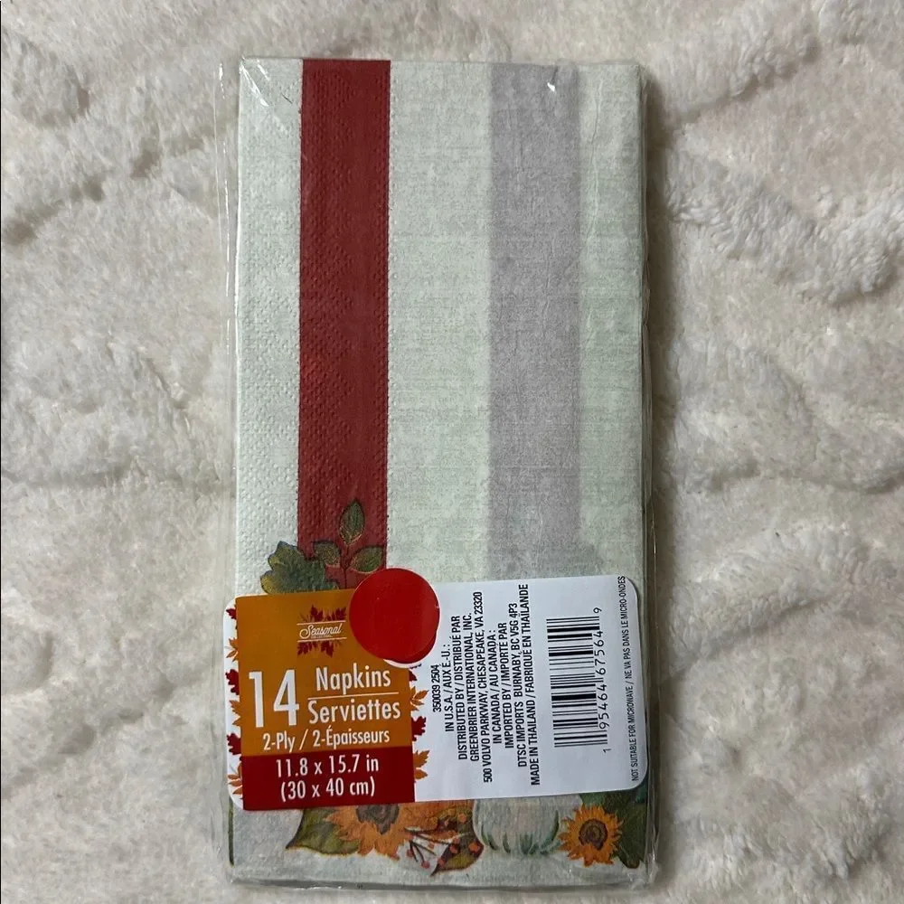 Greenbrier Thanksgiving Harvest Fall Guest Shaped Napkins 14 x 4 packs